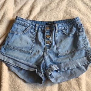 Forever 21 light blue high waisted denim shorts